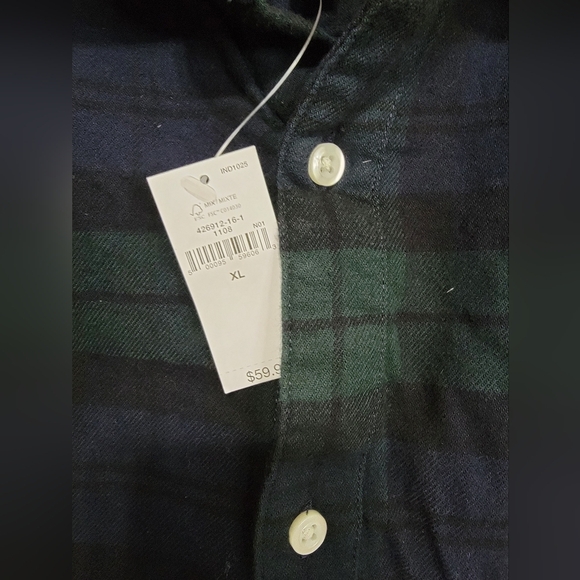 Men's GAP Standard Fit Long Sleeve Shirt, Blue/Green Plaid, Extra Large, NWT - Picture 6 of 7
